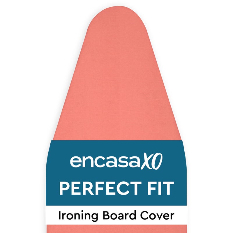 Encasa XO Ironing Board Cover and Pad 54"x15" - 4mm Felt Large Iron Board Cover with Padding - Heat Resistant, Stain-Safe Dye, Non Slip Elastic Bungee Cord Tightening Iron Table Cover Coral - Image 1